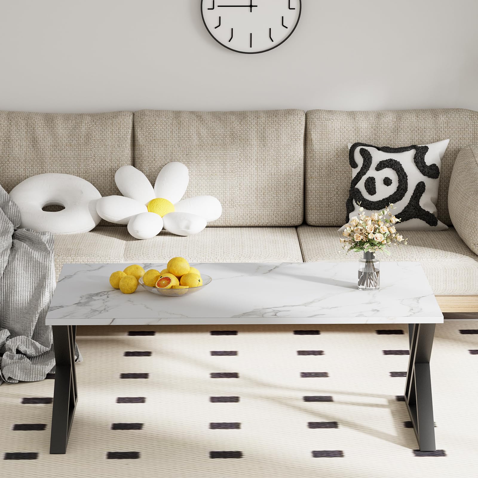 Wolawu coffee table top uses high-density panels, scratch and water resistant.