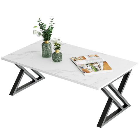 Wolawu coffee table with white faux marble top, versatile centerpiece for living rooms.