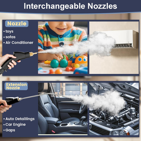 Wolfbella steam cleaner long hose and cord for flexible reach.