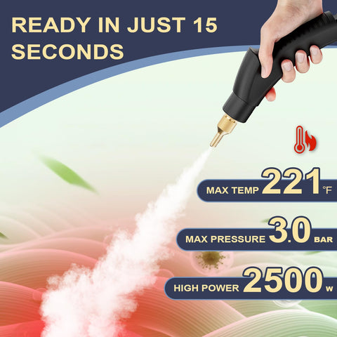 Wolfbella steam cleaner with 1400ml tank reduces refills during deep cleaning.