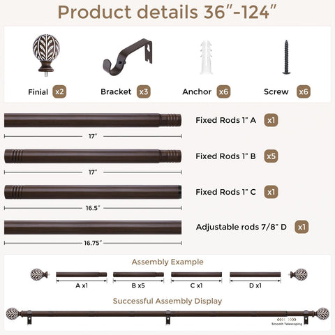 Wolistsa adjustable curtain rod expands to fit multiple window sizes.