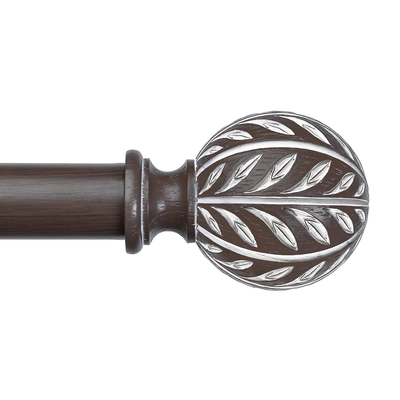 Wolistsa Boho Wood Curtain Rod with walnut finish for wide windows, durable and stylish.