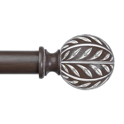 Wolistsa Boho Wood Curtain Rod with walnut finish for wide windows, durable and stylish.