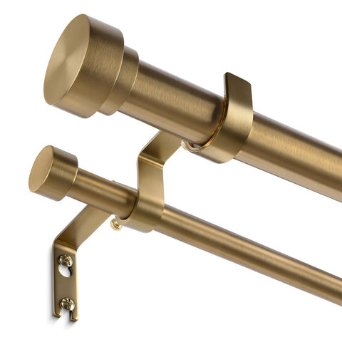 Wolistsa brass double curtain rod front rod extended for heavy draperies.