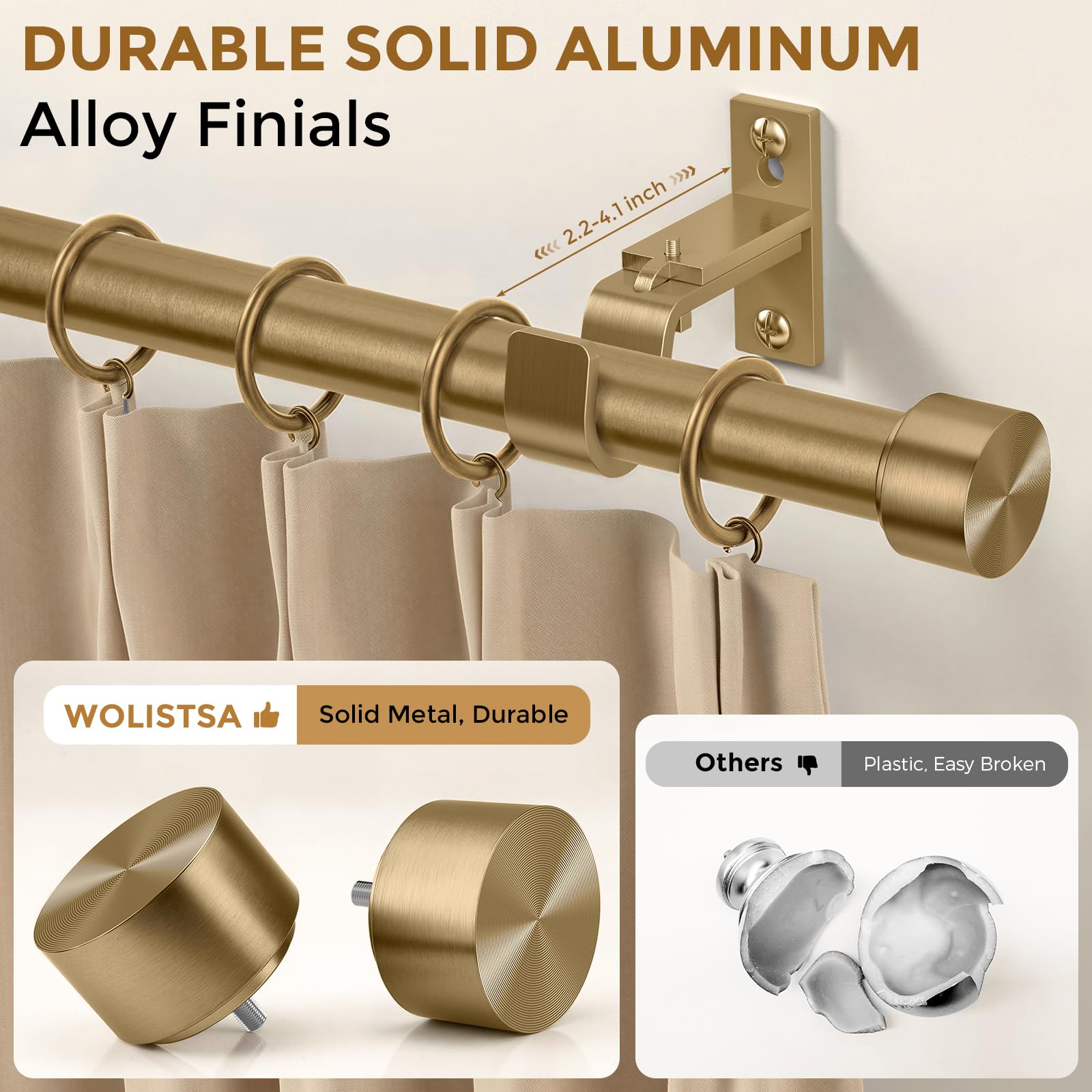 Wolistsa brass gold rod in a modern room setup