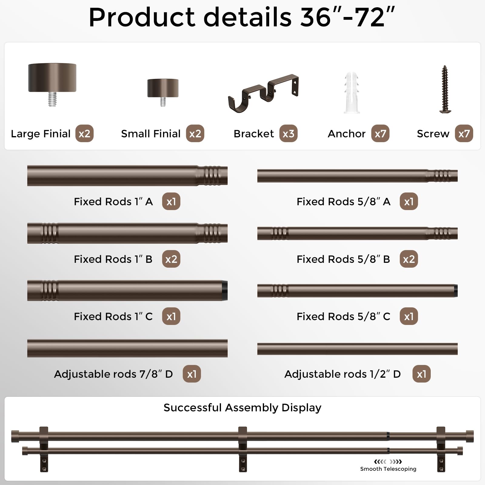 Drapery glides smoothly on Wolistsa bronze double rod