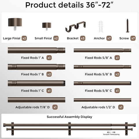 Drapery glides smoothly on Wolistsa bronze double rod