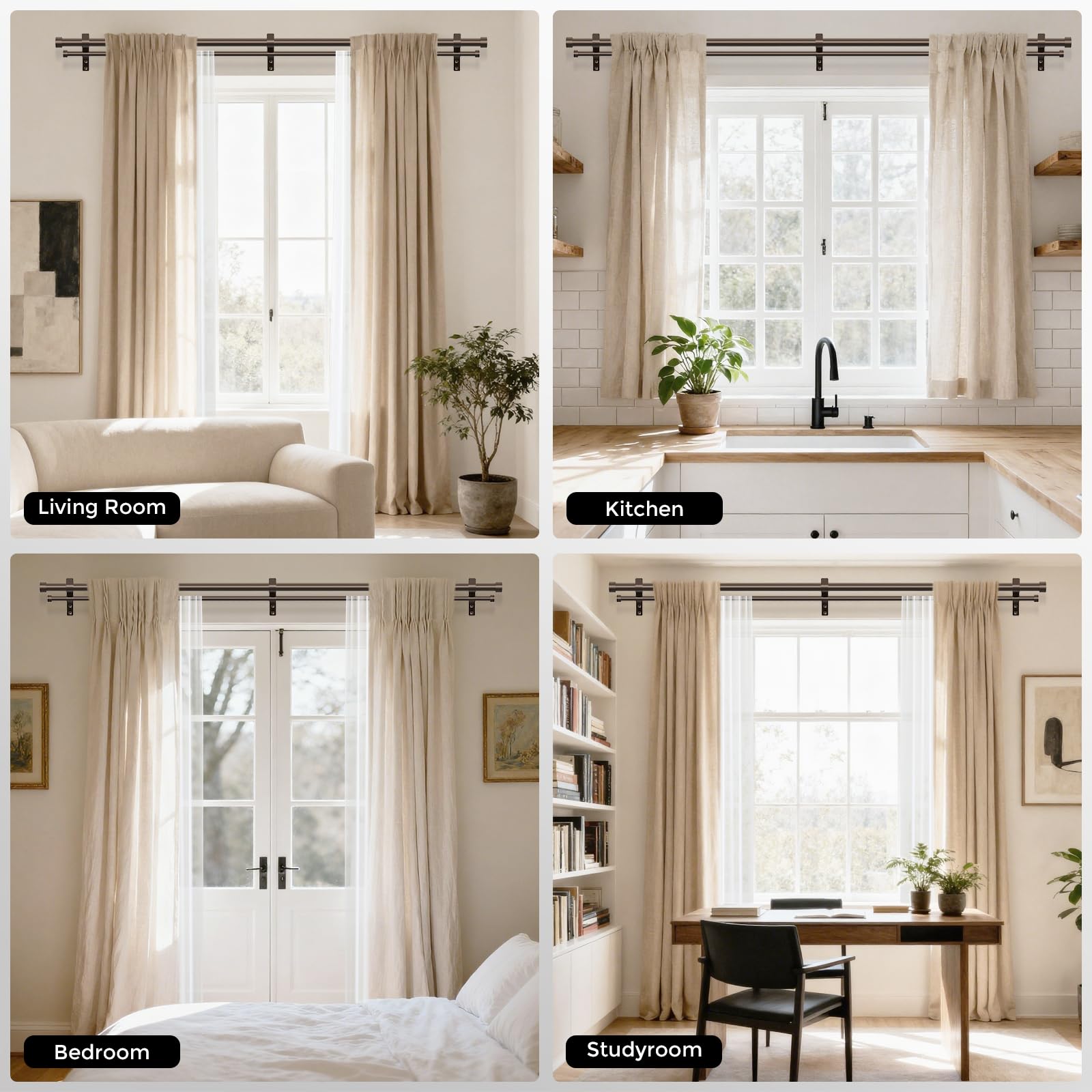 Installation guide for Wolistsa bronze double curtain rod