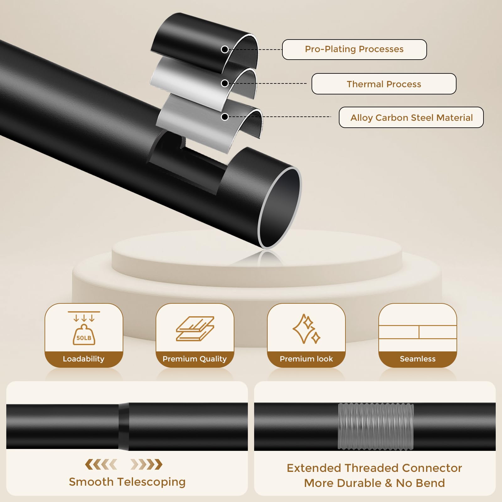 Wolistsa curtain rod with clear instructions for quick installation
