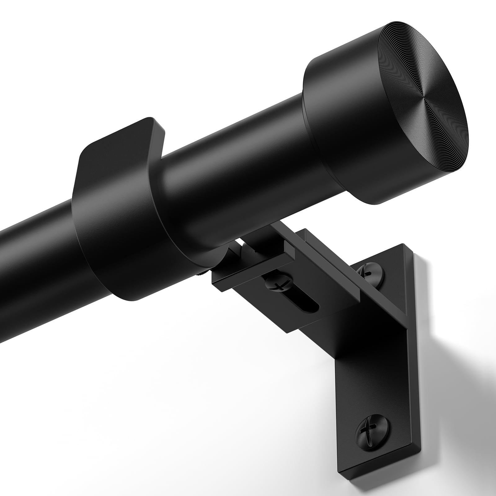 Wolistsa curtain rod finial detail in matte black, premium style for living rooms