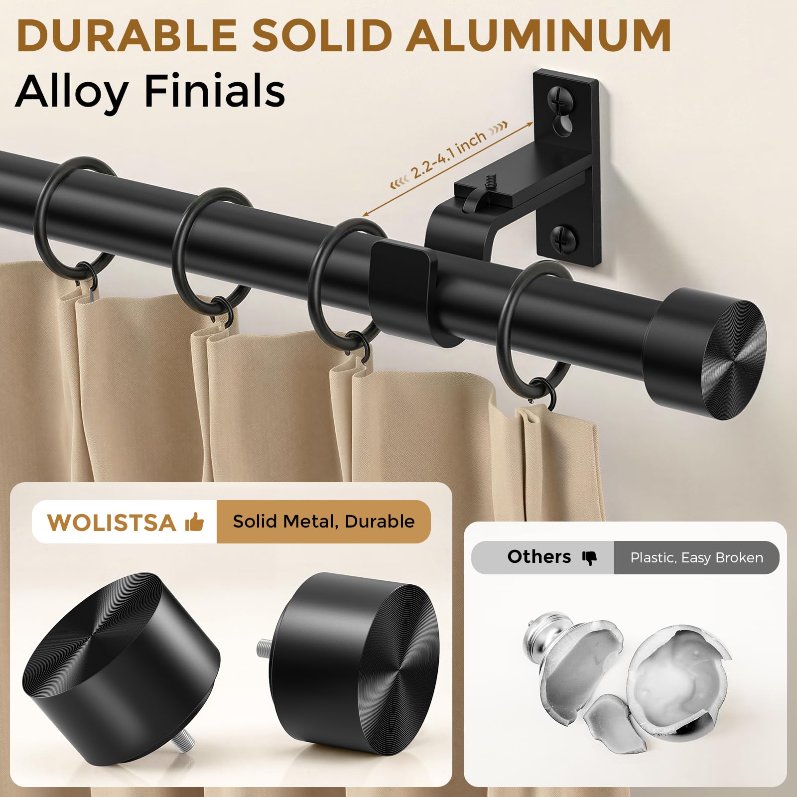 Wolistsa seamless telescoping design for a smooth look on windows