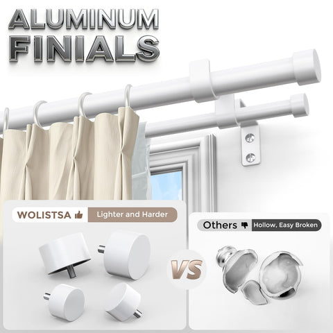 Wolistsa aluminium alloy finials provide a modern, anti-rust accent
