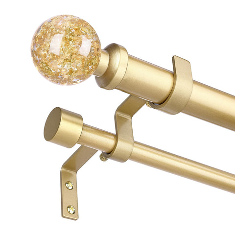 Wolistsa double curtain rod with front gold foil cap adds a dazzling focal point.