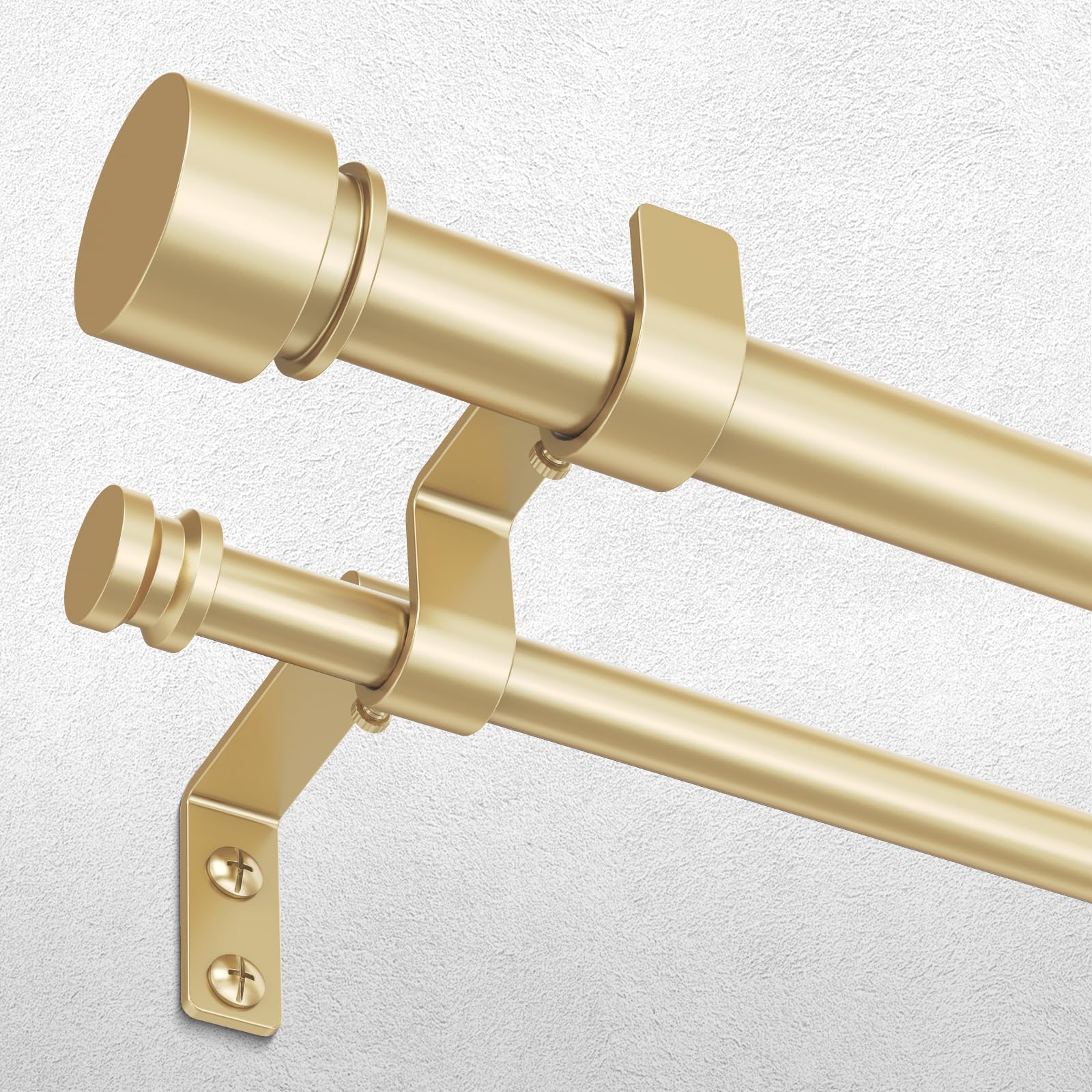 Wolistsa double curtain rod gold front view showing sleek finish and design