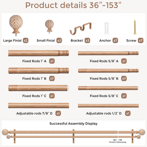 Wolistsa 1in-front-rod provides strong support for heavy drapes.