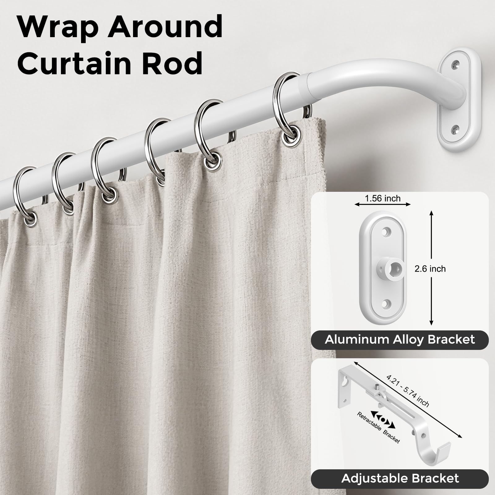 Wolistsa heavy-duty 1-inch curtain rod with sturdy support up to 33 lbs.