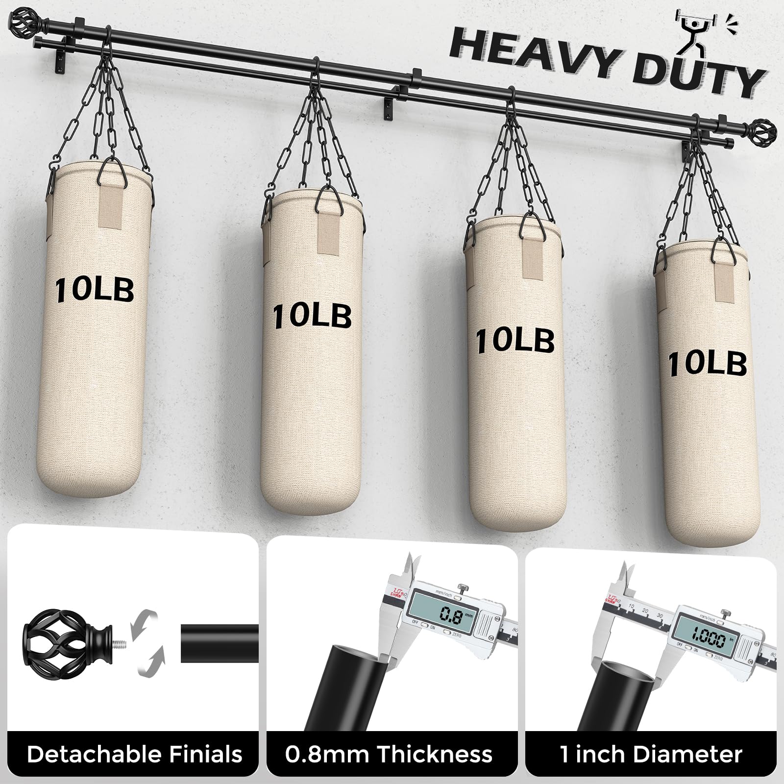 Wolistsa heavy-duty 1-inch rod provides sturdy support for drapes.