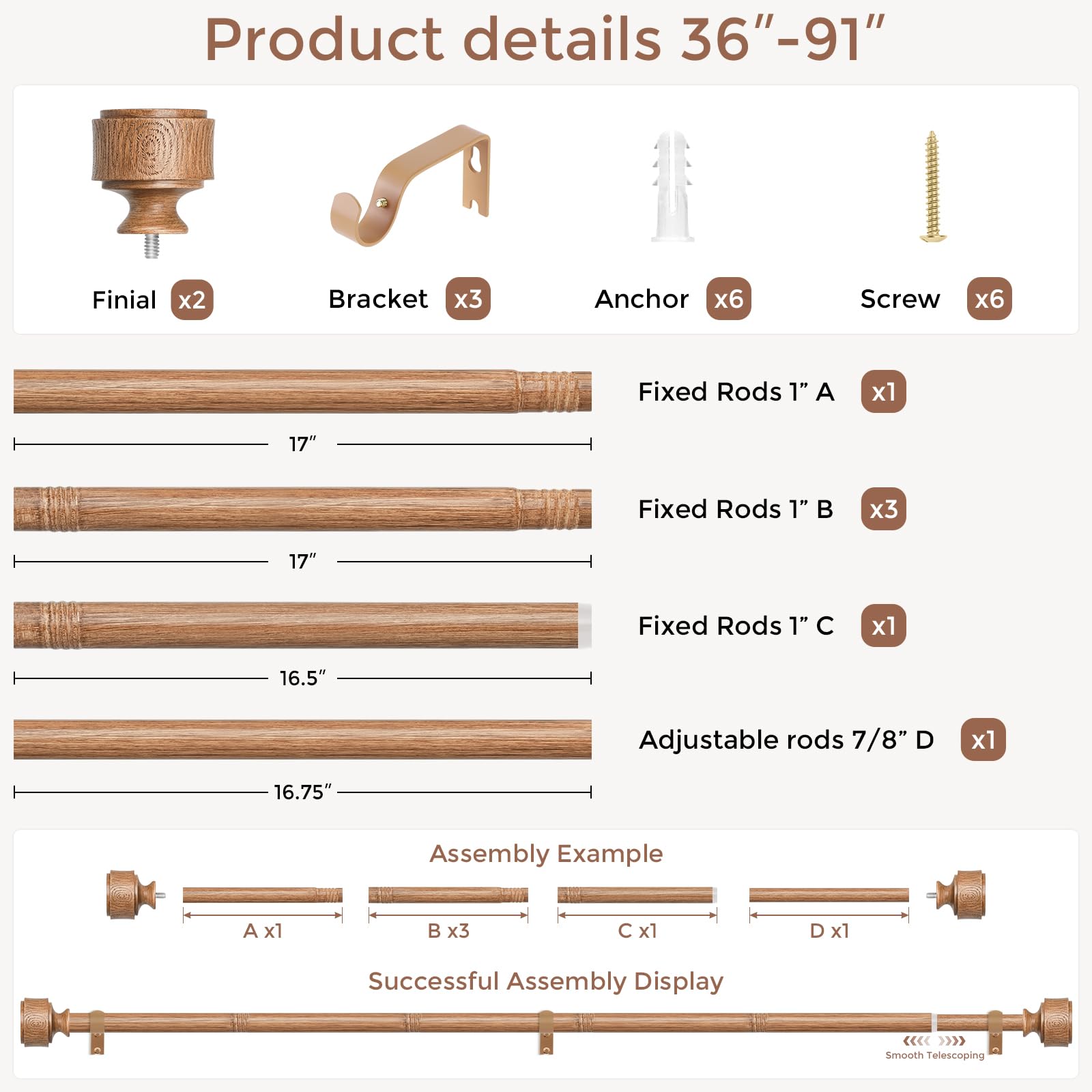 Wolistsa heavy-duty 1 inch rod supports up to 33 lbs