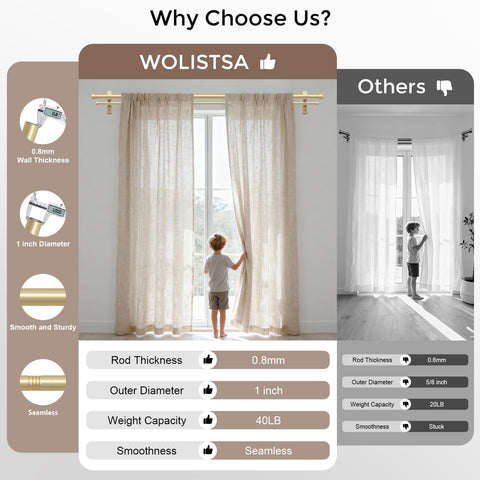 Wolistsa heavy-duty curtain rod back rod complements the sturdy support system.