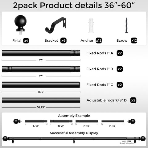 Wolistsa heavy-duty curtain rod built from carbon steel for durability.