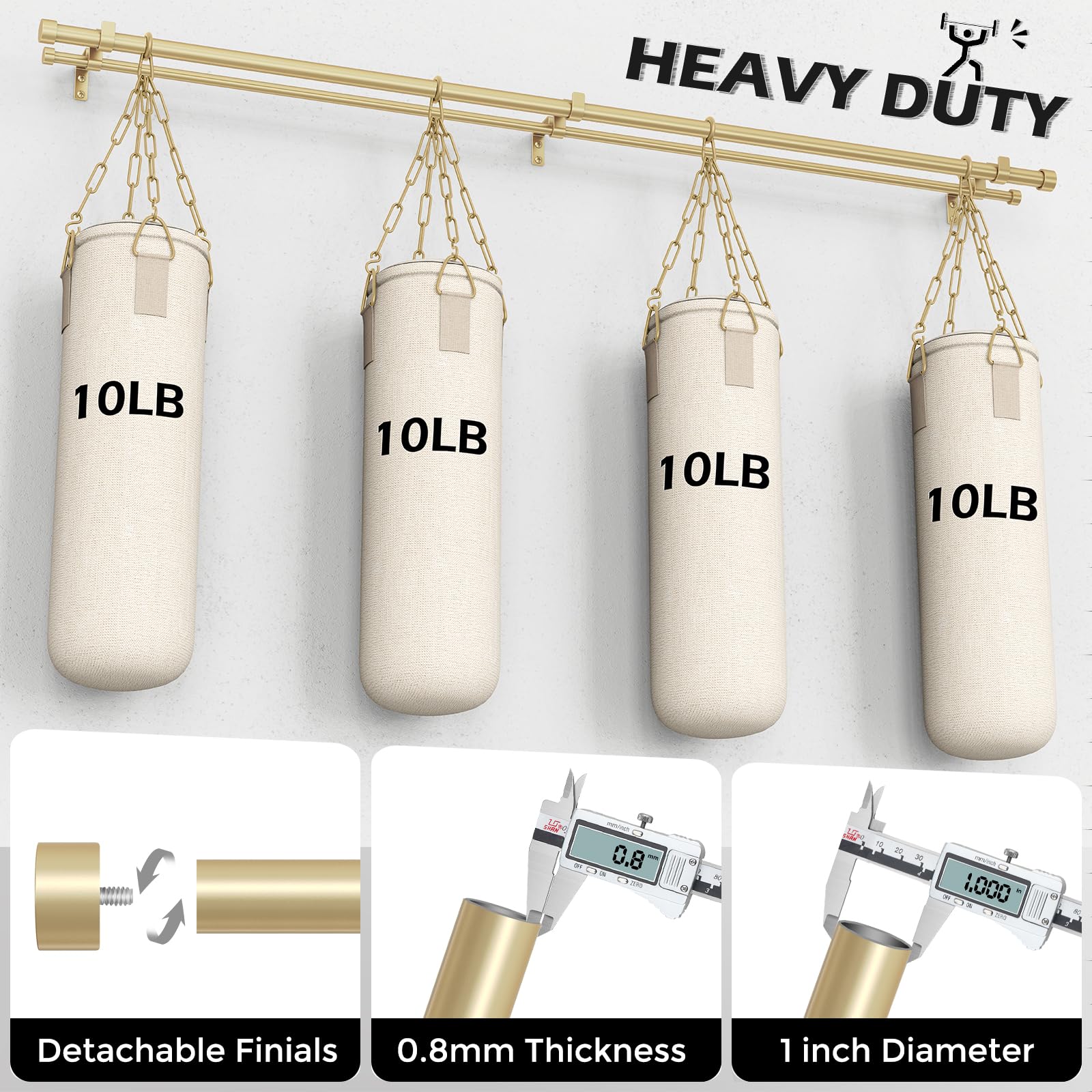 Wolistsa heavy-duty curtain rod front rod demonstrates strong load-bearing capability.