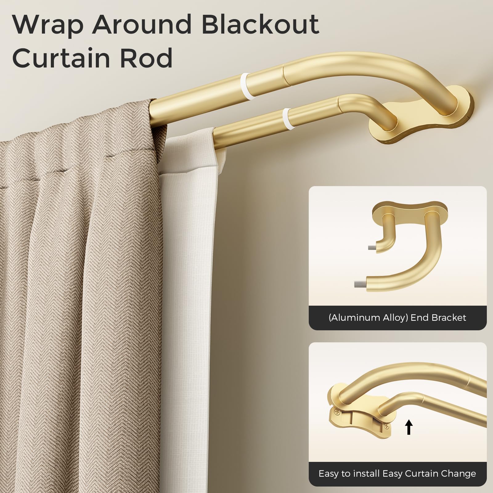 Wolistsa heavy-duty curved rod designed for thick drapes.