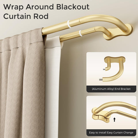 Wolistsa heavy-duty curved rod designed for thick drapes.