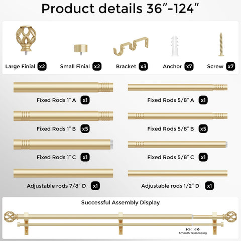 Wolistsa adjustable rod fits a wide range of window sizes for many rooms.