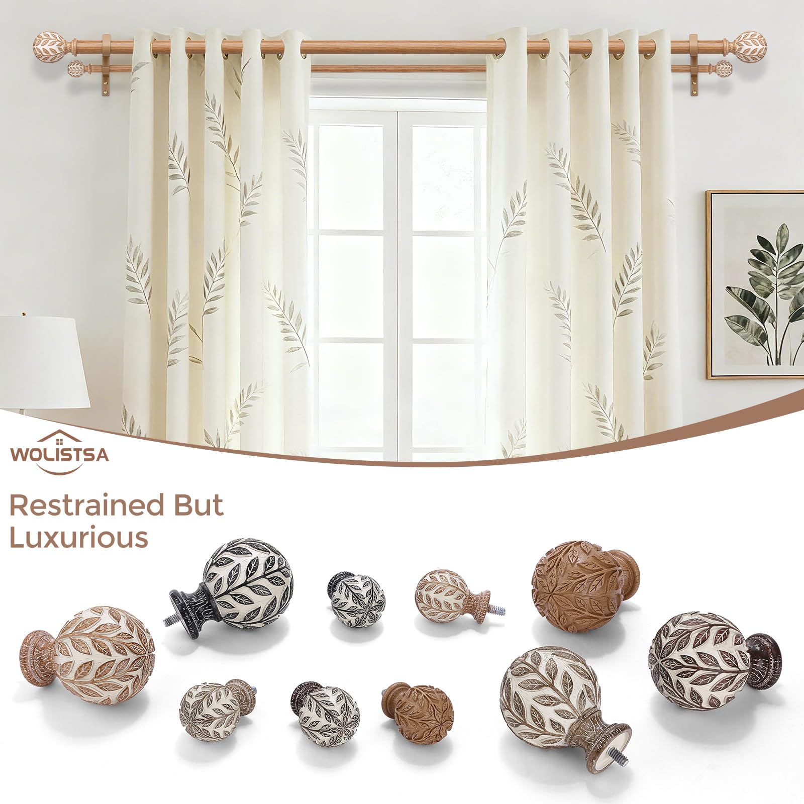 Wolistsa adjustable telescopic curtain rod showing seamless extension.