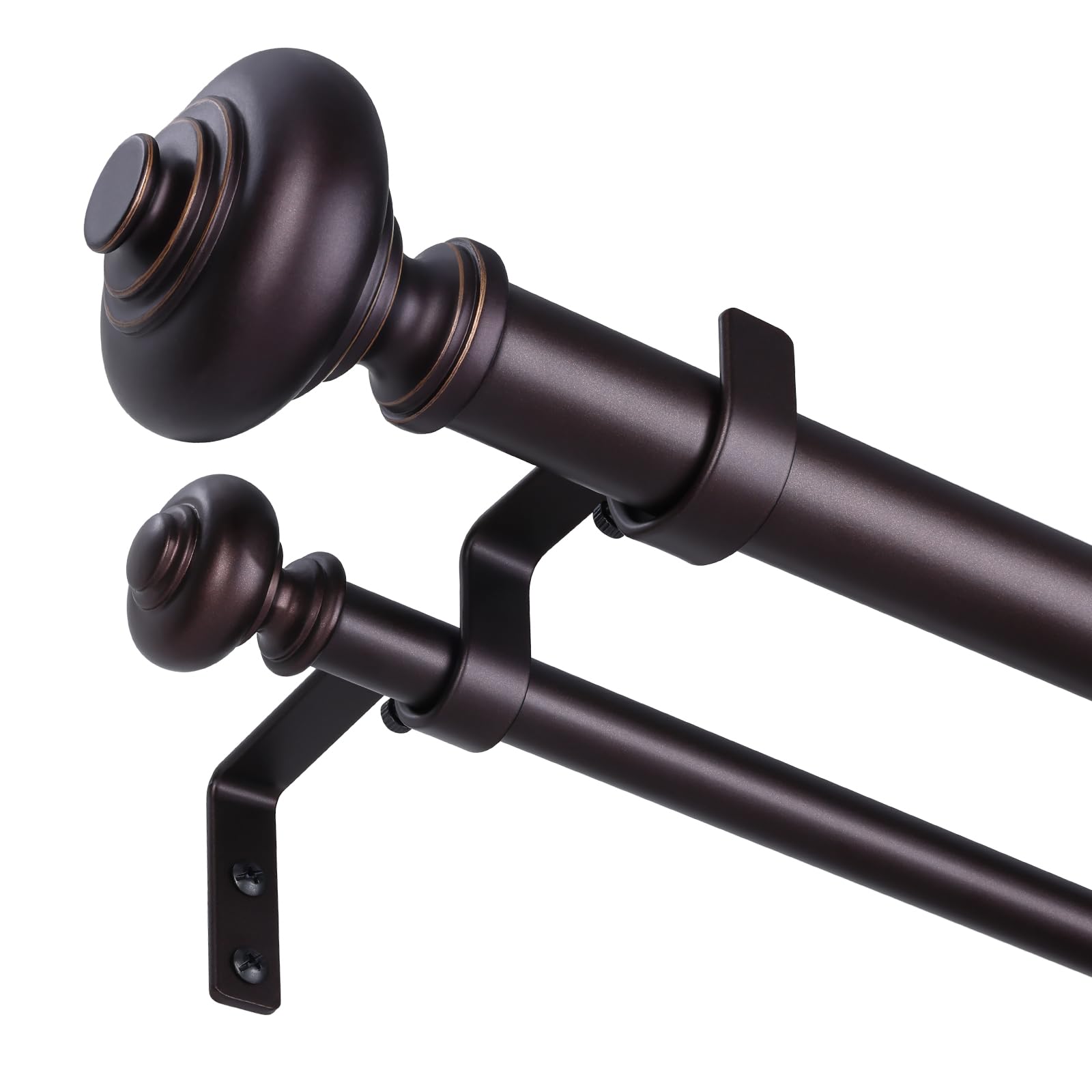 Wolistsa oil-rubbed bronze double curtain rod with adjustable length for a precise fit