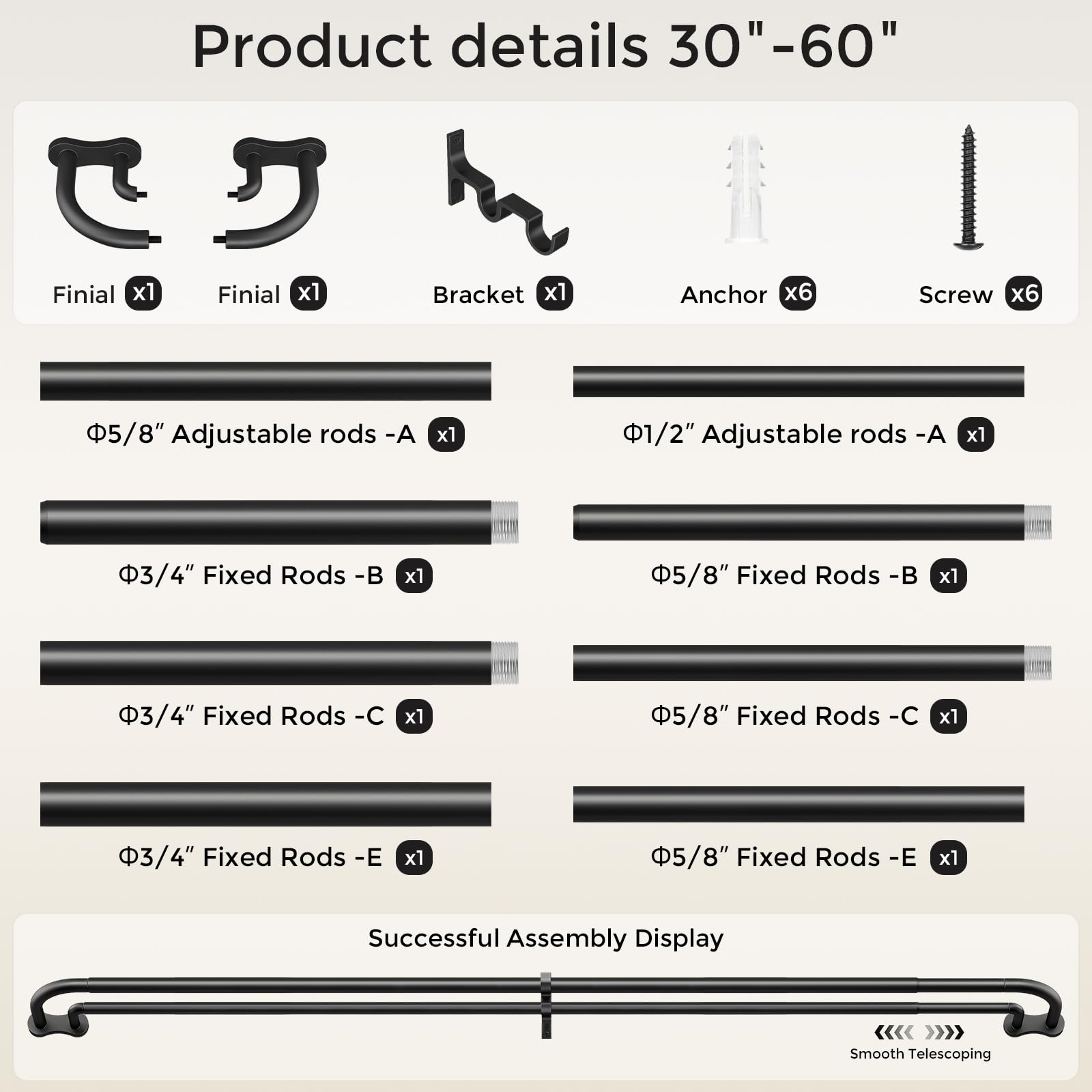 Wolistsa rear rod diameter 5-8 in ensures balanced load