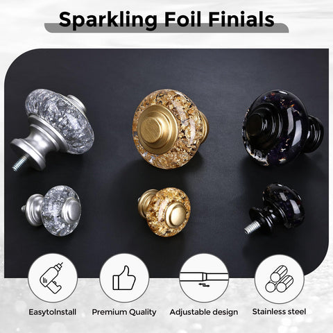 Wolistsa silver double curtain rod crystal finials close-up for elegant décor.