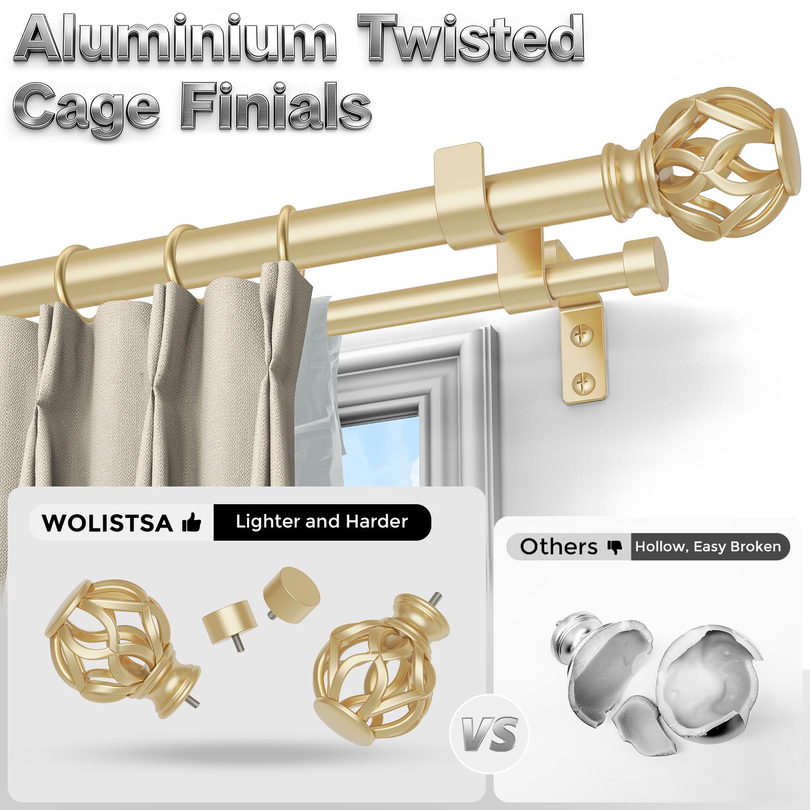 Wolistsa telescoping rod extension showing easy length adjustment from 36 to 124 inches.