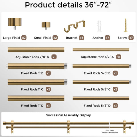 Wolistsa retractable one-side rod for flexible window widths.