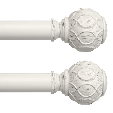 Wolistsa white curtain rod finial detail with vintage mesh texture
