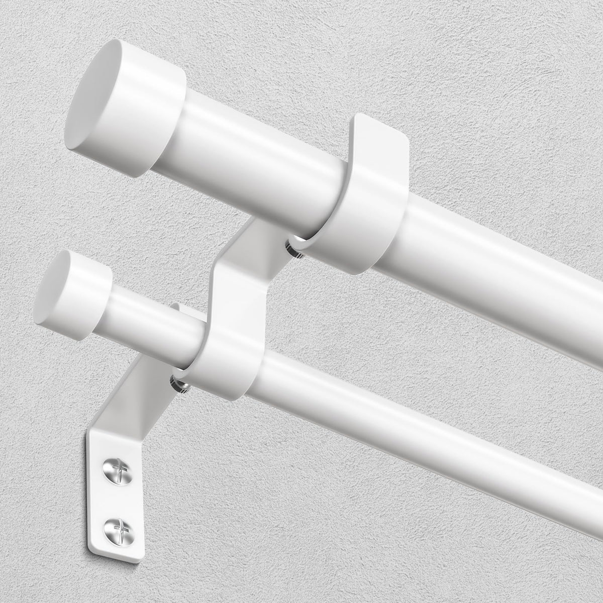 Wolistsa white double curtain rod, adjustable 36-72 inches, ideal for larger windows