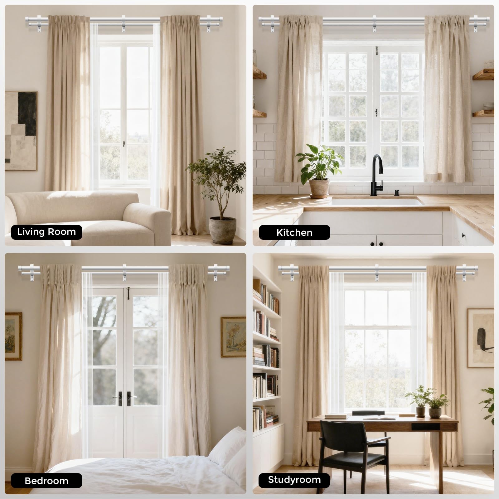 Wolistsa smooth white finish supports easy curtain movement