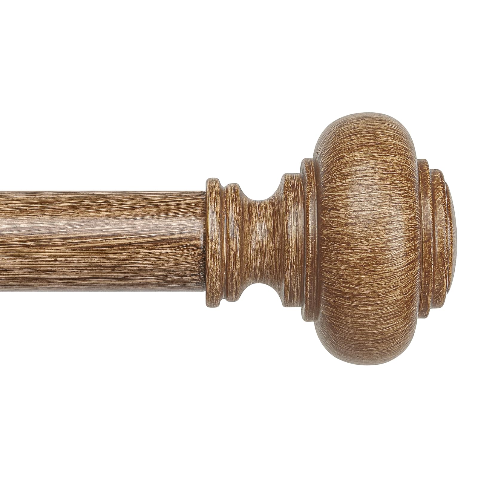 Wolistsa wood curtain rod with faux grain finish for rustic windows