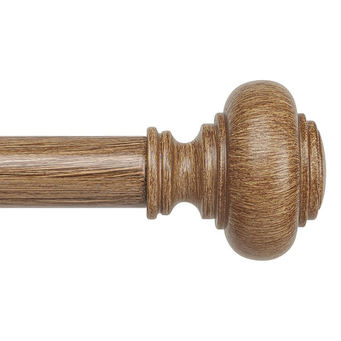 Wolistsa wood curtain rod with faux grain finish for rustic windows