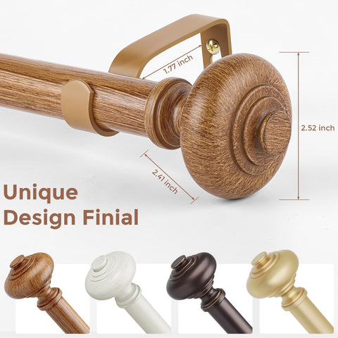 Wolistsa wood curtain rod with fixed sections for stable installation