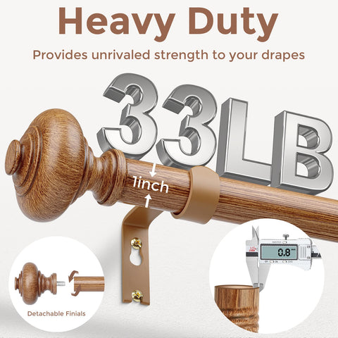 Wolistsa wood curtain rod telescoping design shows easy length adjustment