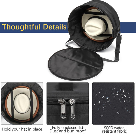 WOMACO hat box keeps hats dust-free while traveling.