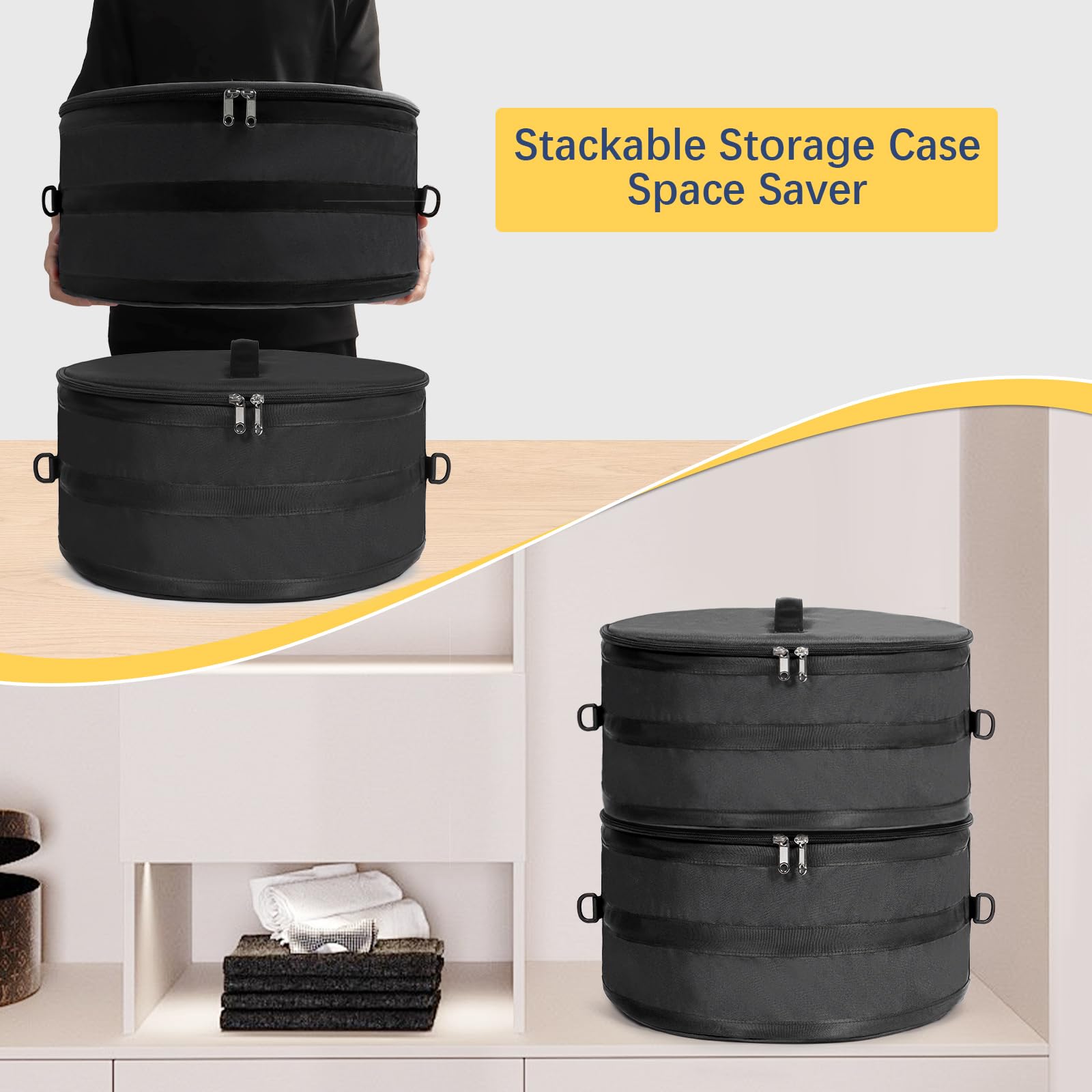 WOMACO hat box with smooth dual metal zippers and secure closure.