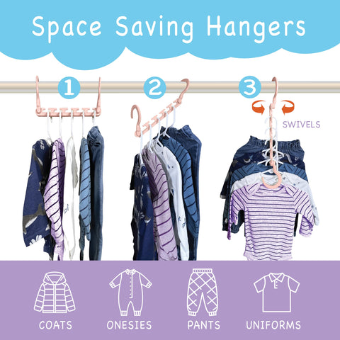 Wonder Hanger Max 360° rotating hooks provide easy access to outfits from any angle