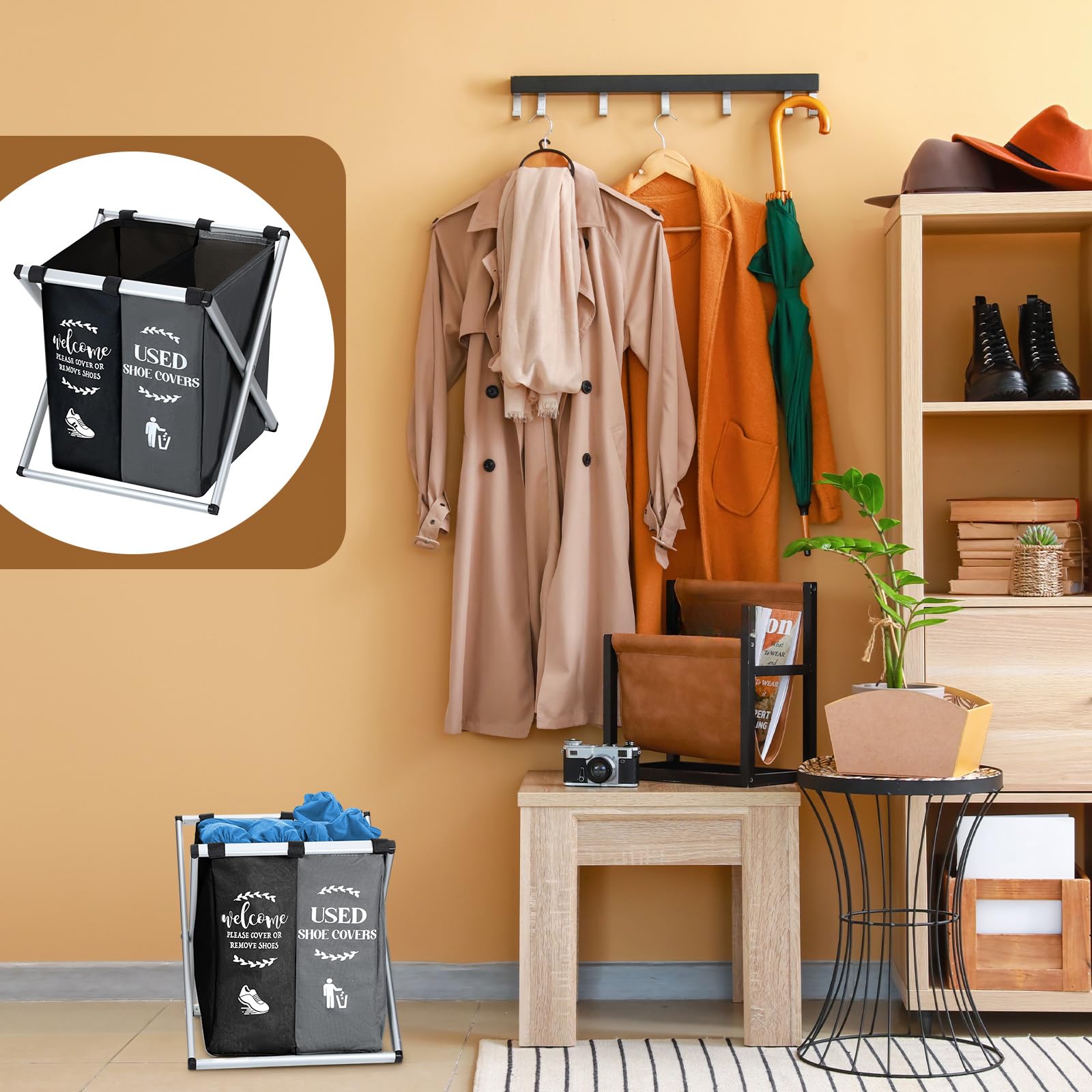 Wonderjune folded storage bin collapsed for space-saving storage