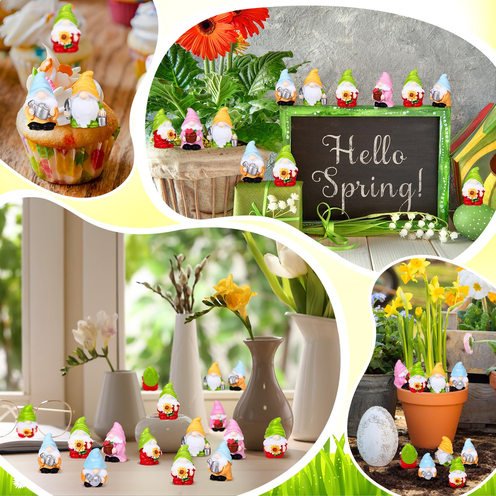 Wonderjune garden display gnomes enhance outdoor spaces with spring charm.