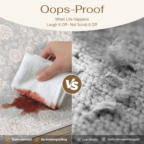 WondRg neutral floral pattern rug complements varied interiors and protects floors