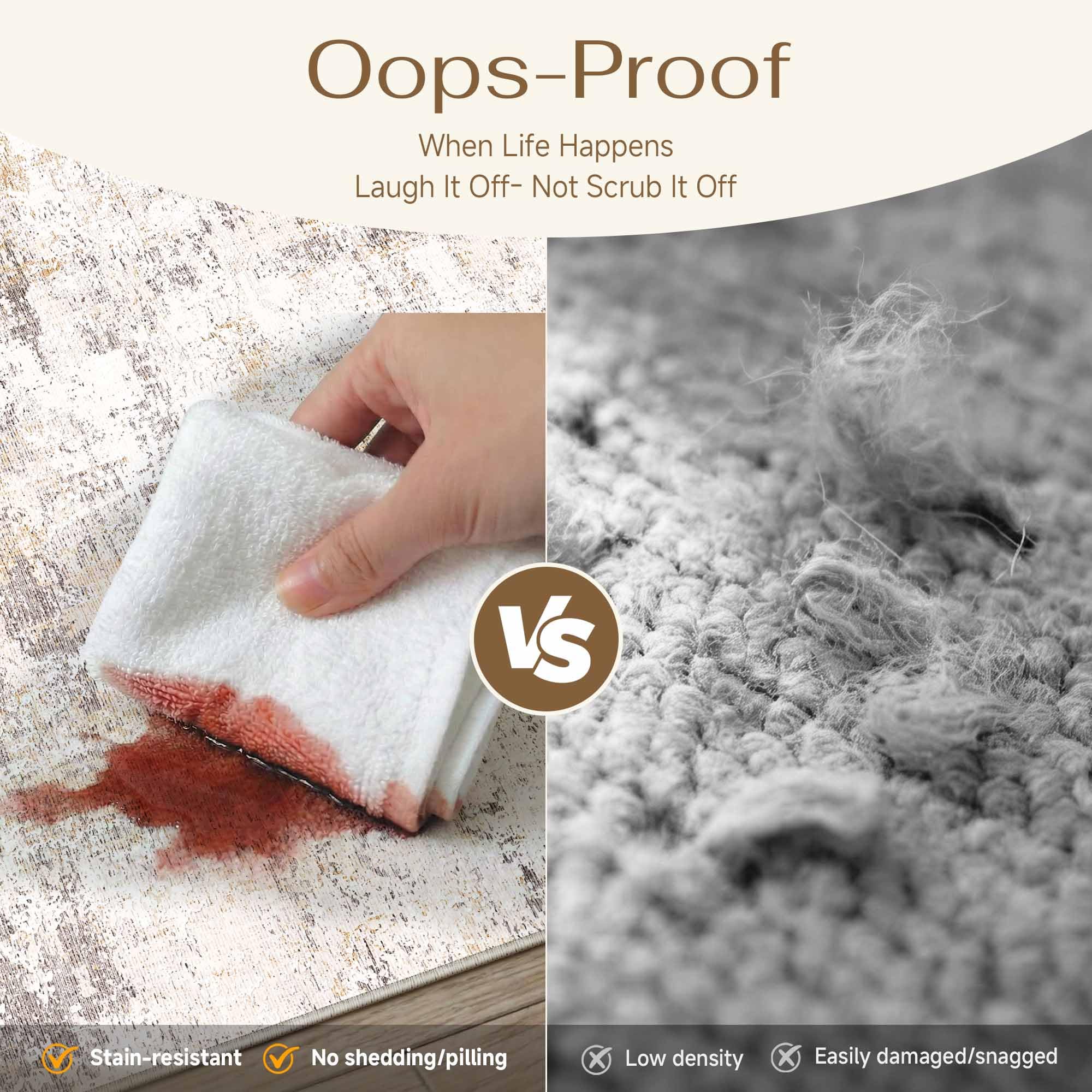 WondRg machine-washable rug, easy care in busy living rooms.