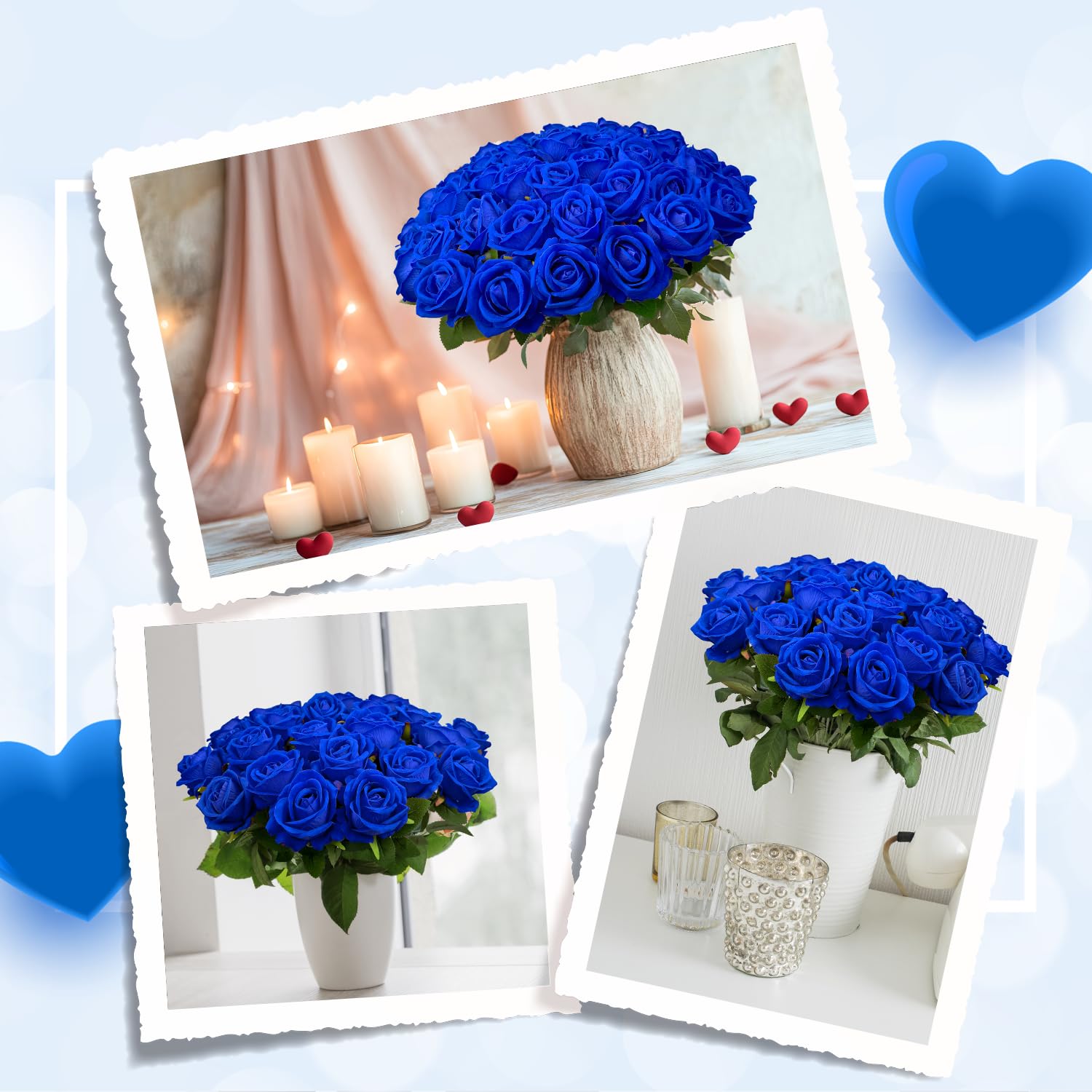 Wondrus 20-inch long-stem blue velvet roses for tall arrangements.