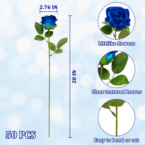 Wondrus lifelike velvet rose heads with detailed leaves for realistic displays.